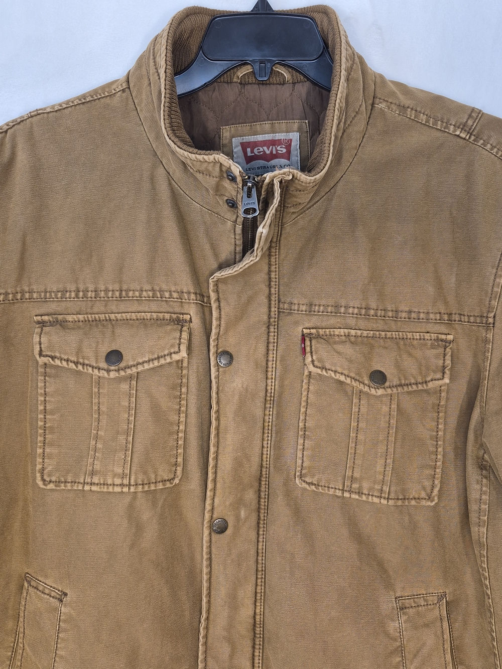 Levi's Quilted Lined Canvas Utility Workwear Field Jacket Tan Mens XXL - Picture 2 of 10